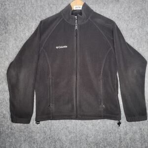 Columbia Jacket Fleece Full zip Womens Large Black Mock Neck Fleece Soft Warm